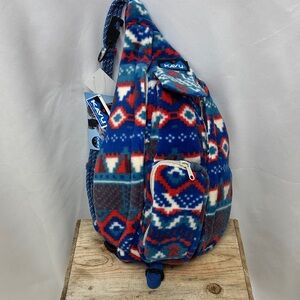 KAVU Tribal Pattern Rope Sling Backpack - Navy Red White